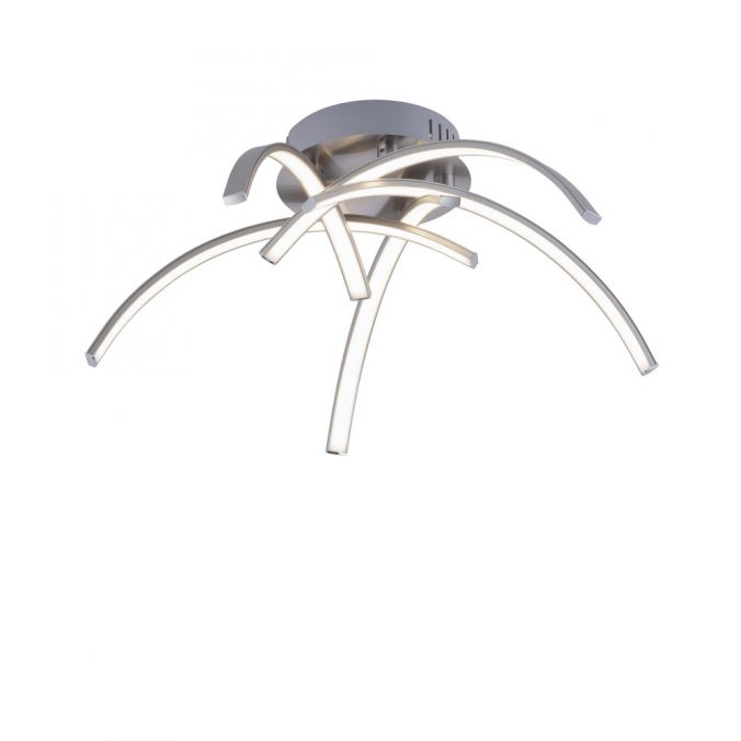 Paul Neuhaus LED Deckenleuchte, stahlfarben, 5 flammig modern, Wohnzimmer