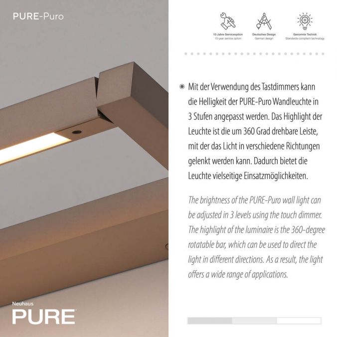 Paul Neuhaus Paul Neuhaus LED Wandleuchte PURE Puro bronze Touchdimmer drehbar Saisonschlussverkauf