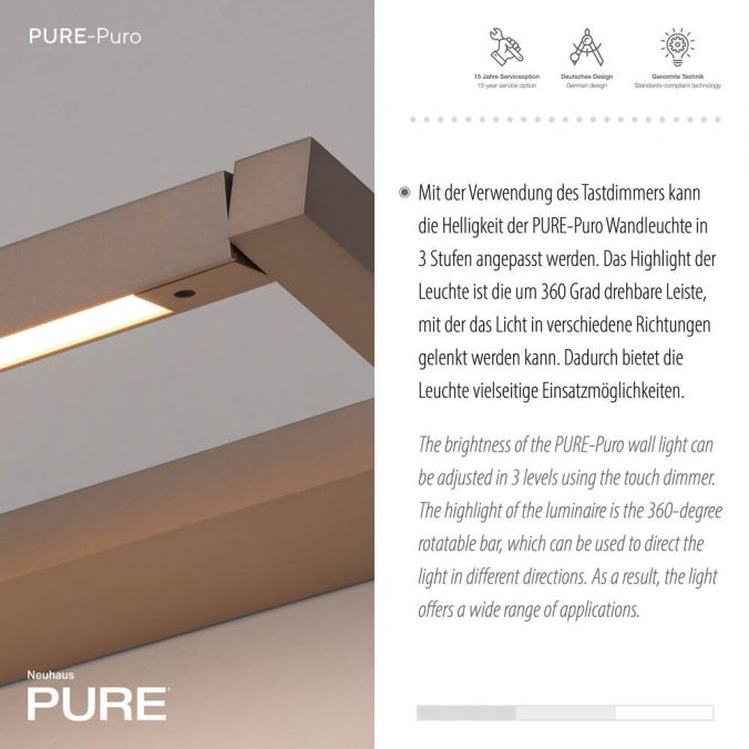 Paul Neuhaus Paul Neuhaus LED Wandleuchte PURE Puro bronze drehbar Touchdimmer Cyber Monday