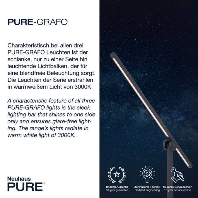 Paul Neuhaus Paul Neuhaus PURE GRAFO LED Stehleuchte schwarz Lesearm schwenkbar dimmbar Osterangebot
