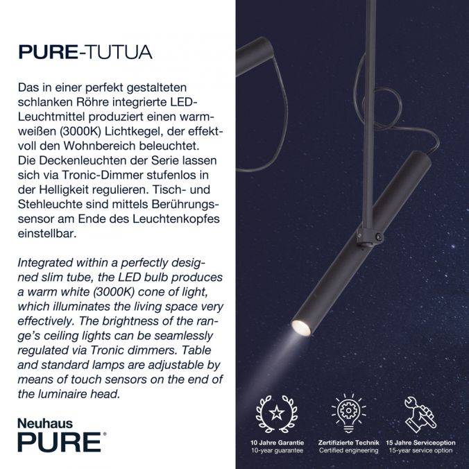 Paul Neuhaus Paul Neuhaus PURE TITUA LED Stehleuchte schwarz dimmbar kurzer Leuchtenkopf Vatertagsangebot