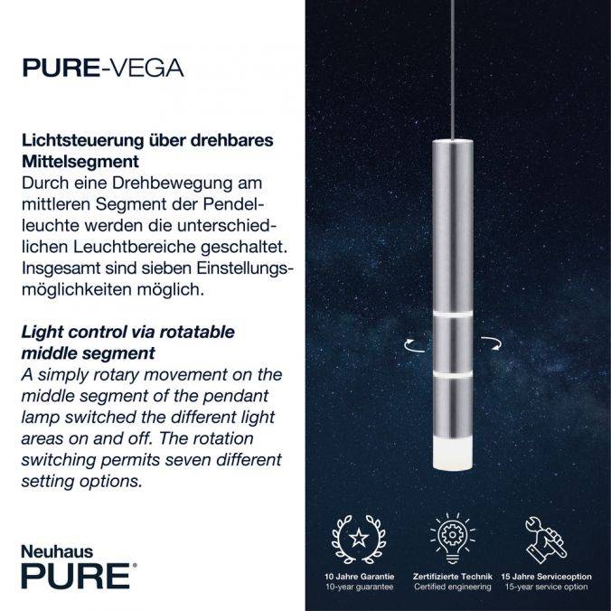 Paul Neuhaus Paul Neuhaus PURE VEGA LED Pendelleuchte aluminium 1 flammig mit Lichtmodi Jubiläumsangebot