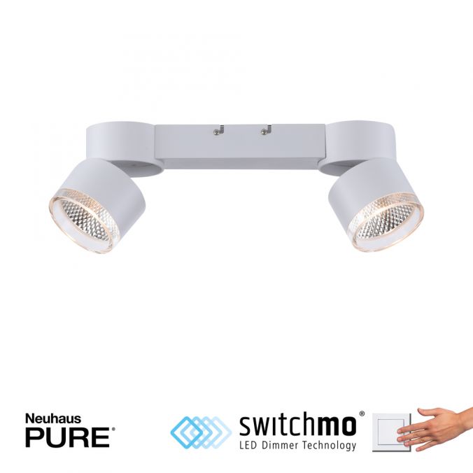Paul Neuhaus Paul Neuhaus LED Deckenleuchte PURE-NOLA weiß 2 flammig drehbar dimmbar