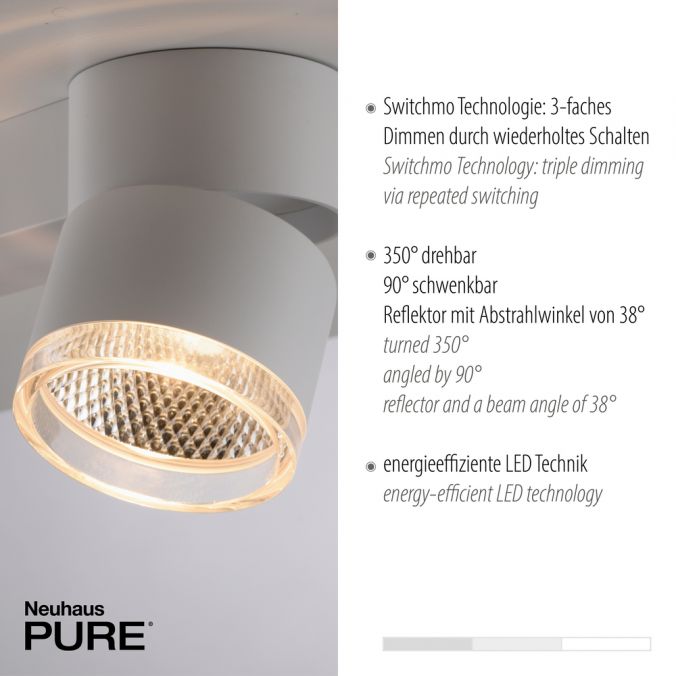 Paul Neuhaus Paul Neuhaus LED Deckenleuchte PURE-NOLA weiß 2 flammig drehbar dimmbar Lagerräumung