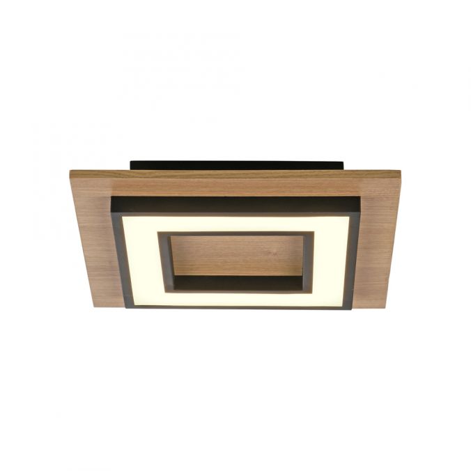 Paul Neuhaus LED Deckenleuchte schwarz Holzdekor modern warmweiß Schlafzimmer
