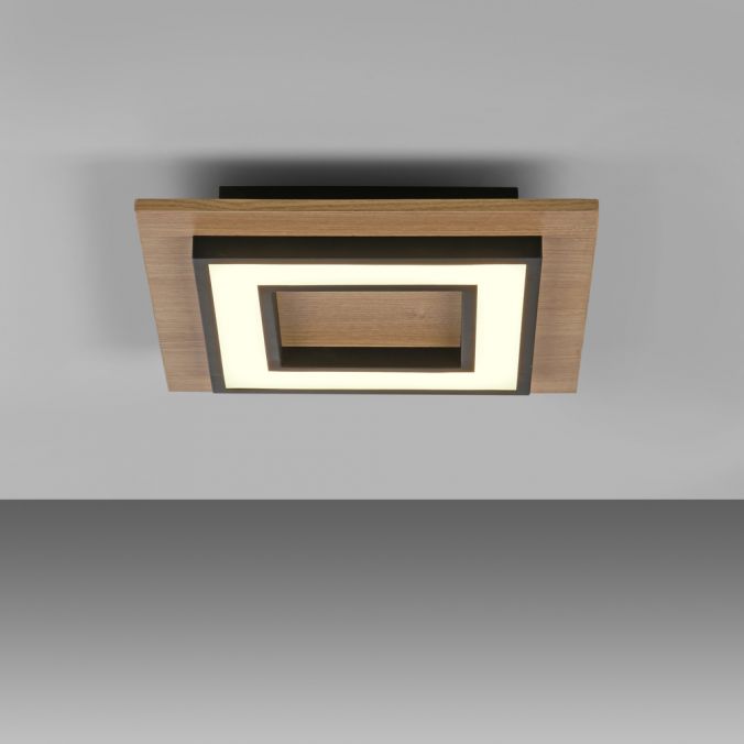 Paul Neuhaus LED Deckenleuchte schwarz Holzdekor modern warmweiß Schlafzimmer Bestseller