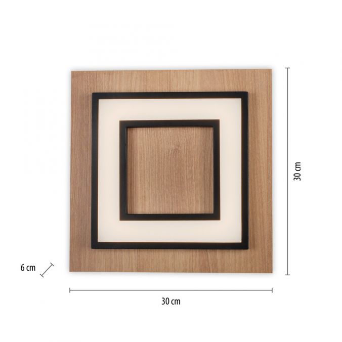 Paul Neuhaus LED Deckenleuchte schwarz Holzdekor modern warmweiß Schlafzimmer Bestseller