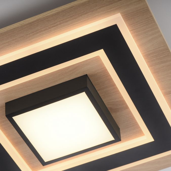 Paul Neuhaus .LED Deckenleuchte schwarz Holzoptik mit Metall getrennt schaltbar Kauf eins, bekomm eins gratis