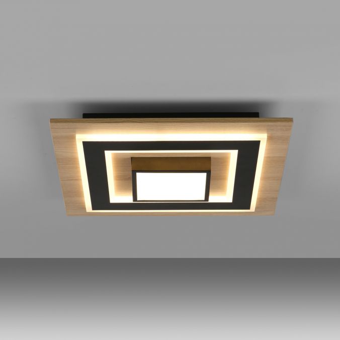 Paul Neuhaus .LED Deckenleuchte schwarz Holzoptik mit Metall getrennt schaltbar Kauf eins, bekomm eins gratis