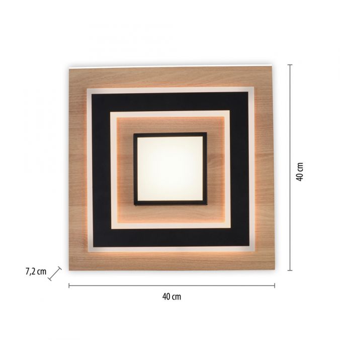 Paul Neuhaus .LED Deckenleuchte schwarz Holzoptik mit Metall getrennt schaltbar Kauf eins, bekomm eins gratis