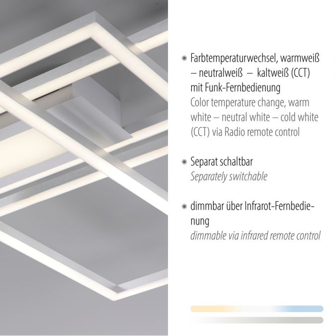 Paul Neuhaus LED Deckenleuchte silberfarbig flach dimmbar Fernbedienung CCT Riesige Ersparnisse