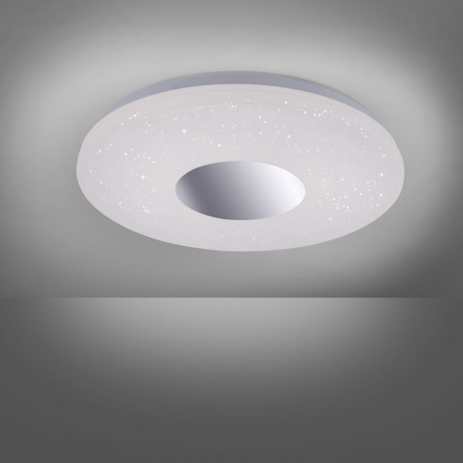 Paul Neuhaus LED-Deckenleuchte, Sternenhimmel, Ø38,5cm,Chrom, Opalweiß, IP44, Tiefpreis