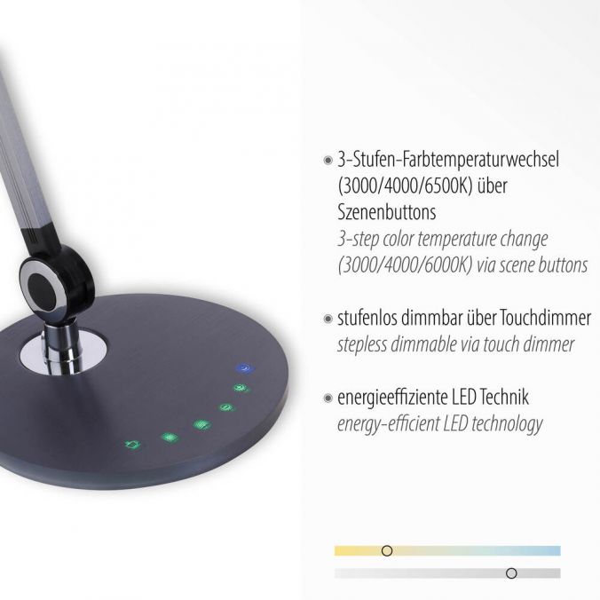 Paul Neuhaus LED Tischleuchte, schwarz, CCT, dimmbar, IP20, Szenenbuttons Kostenlose Rückgabe