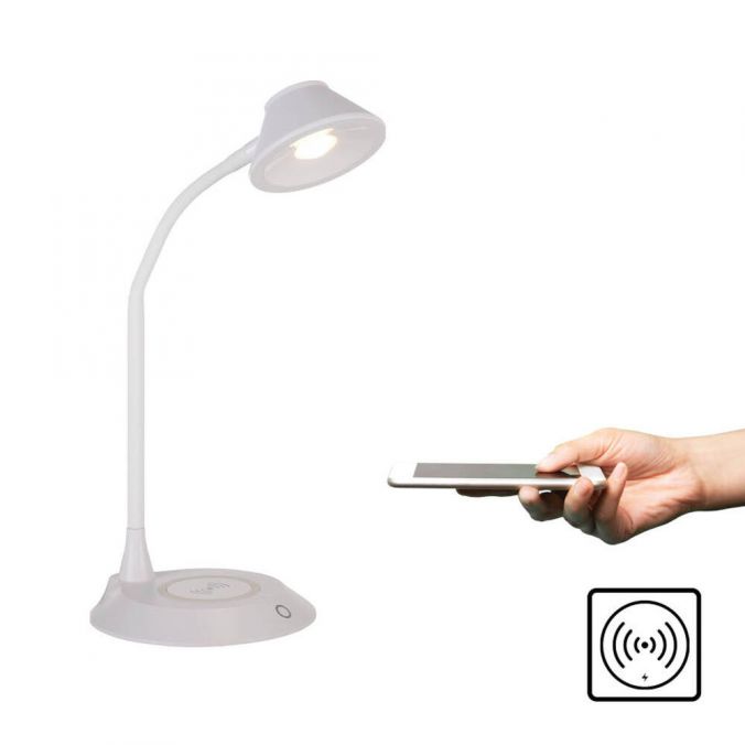 Paul Neuhaus LED Tischleuchte weiß Handy Ladefunktion Touchdimmer flexibel drehbar