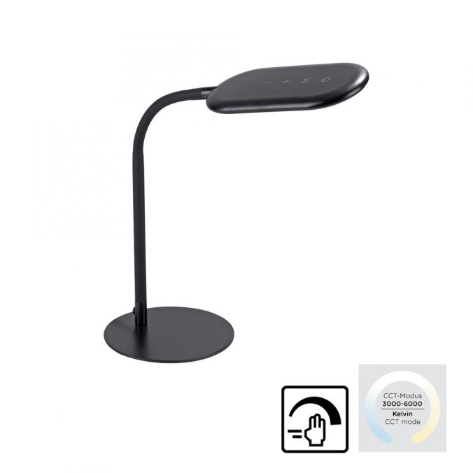 Paul Neuhaus LED Tischleuchte, schwarz, CCT, dimmbar, Innenleuchte, IP20