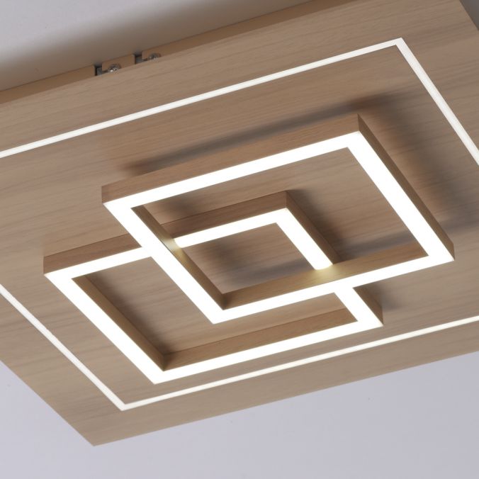 Paul Neuhaus Paul Neuhaus, Q-LINEA, LED-Deckenleuchte, Holzdekor, Fernbedienung, Smart Home Bis zu 50% Rabatt