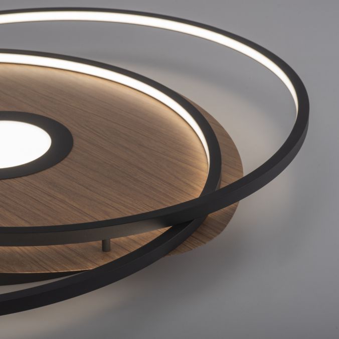 Paul Neuhaus Q-AMIRA, LED-Deckenleuchte, Holzdekor, Stahl, CCT, dimmbar, Smart Home Fabrikladen