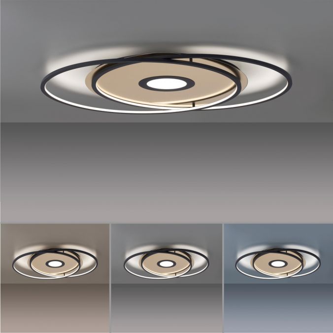 Paul Neuhaus Paul Neuhaus, Q-AMIRA, LED-Deckenleuchte, schwarz-messing, Smart Home Speichern exportieren