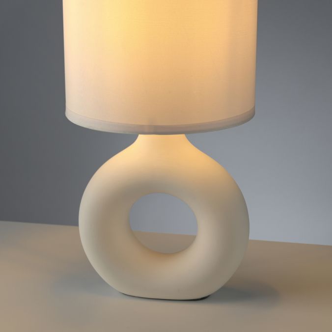 Paul Neuhaus LED Tischleuchte beige Schalter Stoffschirm Beistelllampe Nachttisch Outlet
