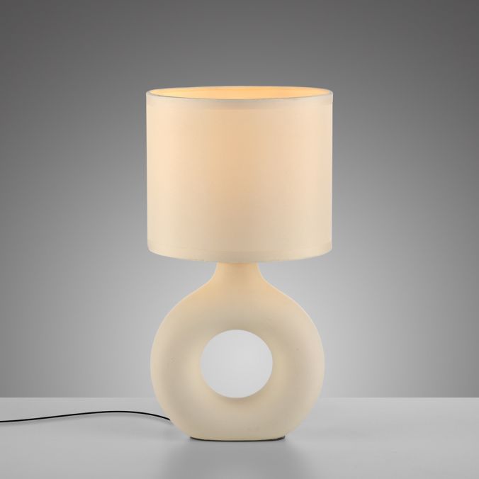 Paul Neuhaus LED Tischleuchte beige Schalter Stoffschirm Beistelllampe Nachttisch Outlet
