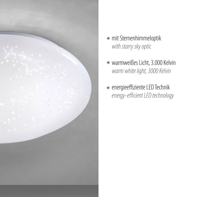 Paul Neuhaus LED-Deckenleuchte, weiß, Ø 25cm, rund, Sternenoptik, glitzer Effekt Auslauf