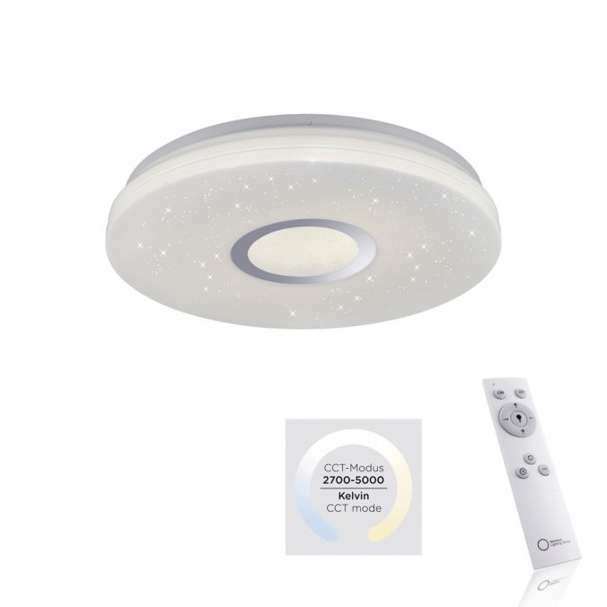 Paul Neuhaus LED-Deckenleuchte, rund, Ø 41,6cm, Sternenhimmeldekor, dimmbar
