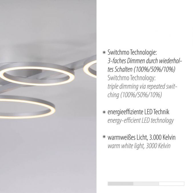 Paul Neuhaus LED Deckenleuchte silber dimmbar in 3 Stufen Ringform Memoryfunktion im Angebot