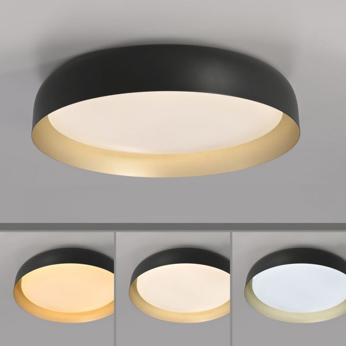 Paul Neuhaus LED Deckenleuchte D=57 schwarz gold dimmbar per Fernbedienung CCT Schlussverkauf