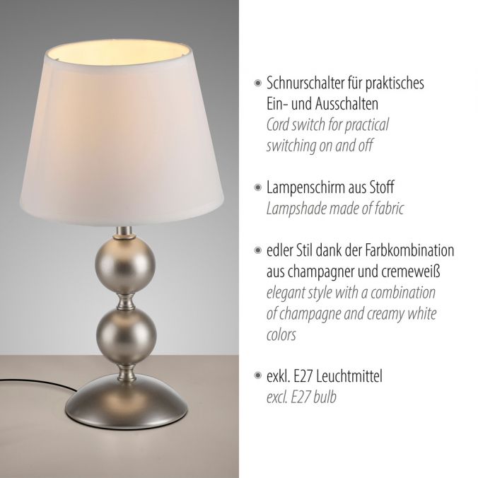 Paul Neuhaus LED Tischleuchte bronze creme weißer Stoffdschirm Schnurschalter Fabrikverkauf