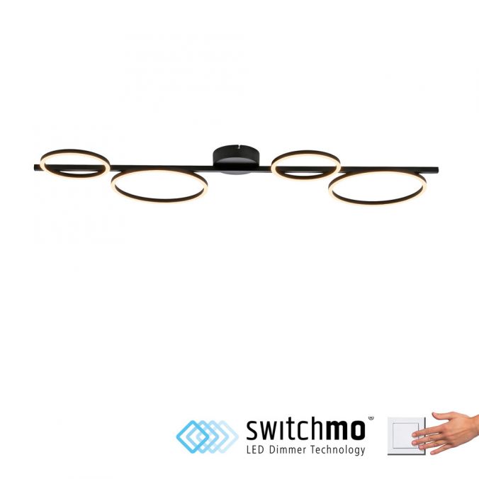 Paul Neuhaus LED Deckenleuchte schwarz Switchmo Technik dimmbar Leuchtringe