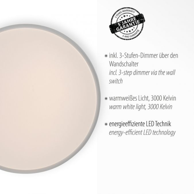 Paul Neuhaus LED Deckenleuchte, weiß, warmweiß, dimmbar, 3000 K, rund Kostenloser Versand
