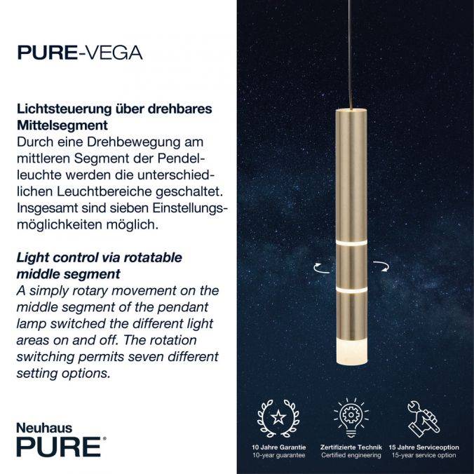 Paul Neuhaus Paul Neuhaus PURE VEGA LED Pendelleuchte messing matt 3 flammig Lichtmodi Saisonschlussverkauf