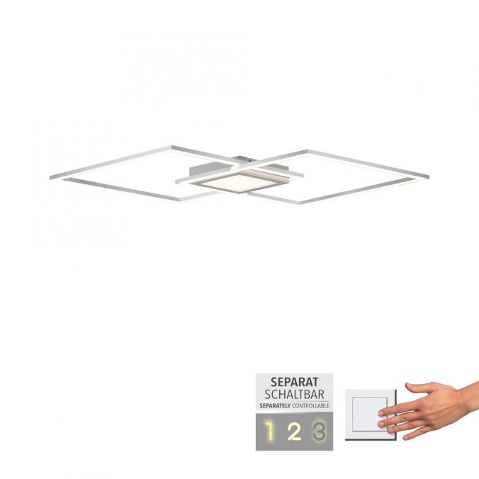 Paul Neuhaus LED Deckenleuchte, stahl, flach, rechteckig, warmweiß