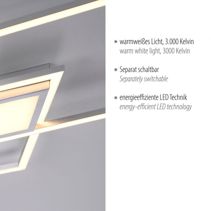 Paul Neuhaus LED Deckenleuchte, stahl, flach, rechteckig, warmweiß Vatertagsangebot