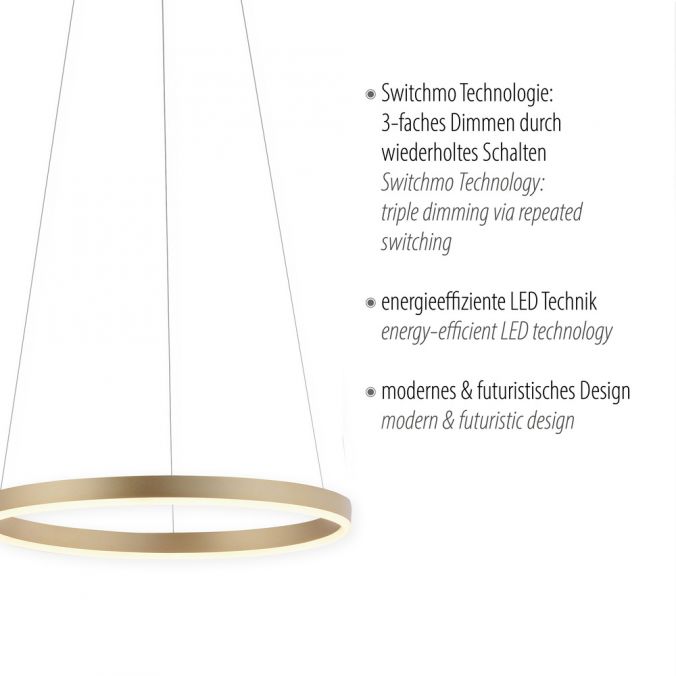 Paul Neuhaus LED Pendelleuchte messing matt rund Ø40cm dimmbar Switchmo warmweiß Jubiläumsangebot