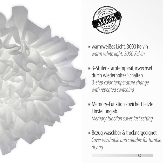 Paul Neuhaus LED-Deckenleuchte, weißer Stoffschirm, warmweiß, dimmbar Heißer Verkauf
