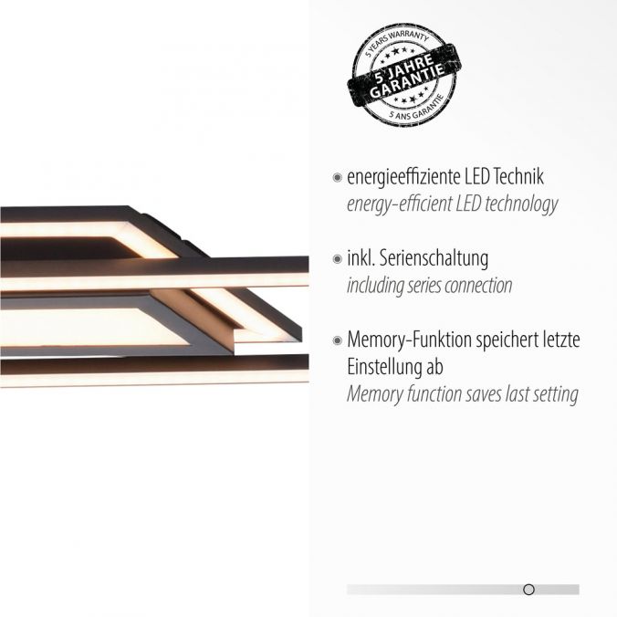Paul Neuhaus LED Deckenleuchte 100x17,9cm schwarz flach Memoryfunktion schlichtes Panel Online Outlet