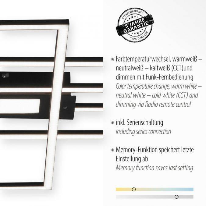 Paul Neuhaus LED Deckenlampe schwarz 99x29cm rechteckig dimmbar Downlight+Sidelight Zeitlich begrenztes Angebot