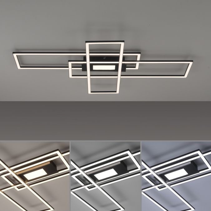 Paul Neuhaus LED Deckenlampe schwarz 99x29cm rechteckig dimmbar Downlight+Sidelight Zeitlich begrenztes Angebot