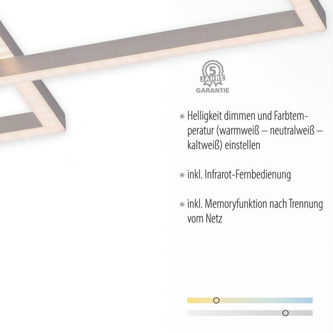Paul Neuhaus LED Deckenleuchte, stahlfarben, modernes Design, CCT-Steuerung, Flur Bestseller