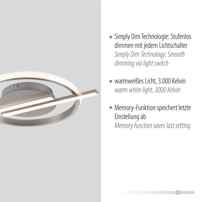 Paul Neuhaus LED Deckenleuchte silber Simply Dimm Technik Memoryfunktion Räumungsverkauf