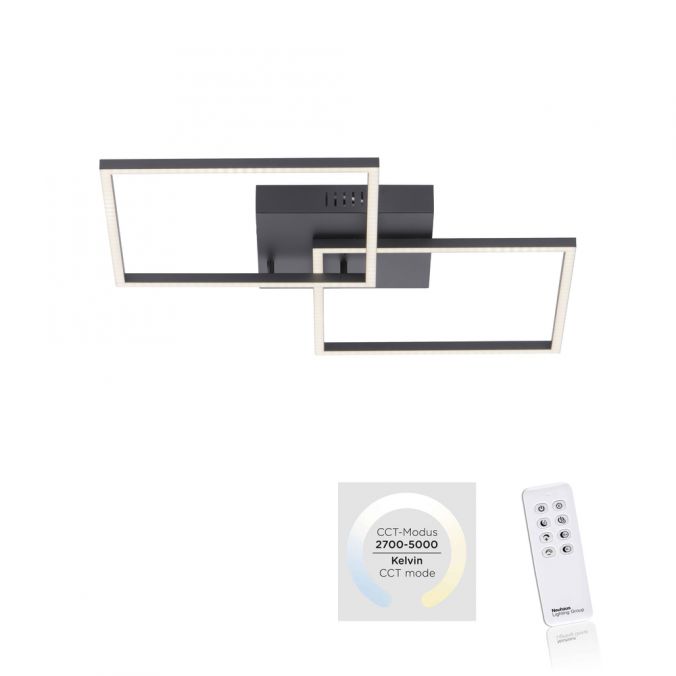 Paul Neuhaus LED Deckenleuchte, schwarz, Lichtfarbensteuerung, Fernbedienung, dimmbar