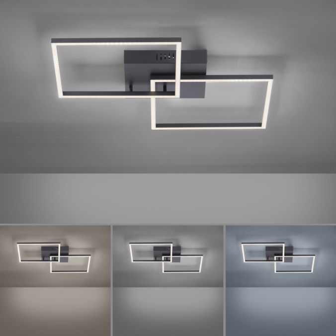 Paul Neuhaus LED Deckenleuchte, schwarz, Lichtfarbensteuerung, Fernbedienung, dimmbar Kauf eins, bekomm eins gratis