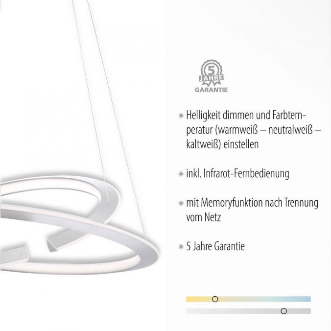 Paul Neuhaus LED Pendelleuchte,silber, rund, CCT-Steuerung, individuell einstellbar, Tägliche Deals