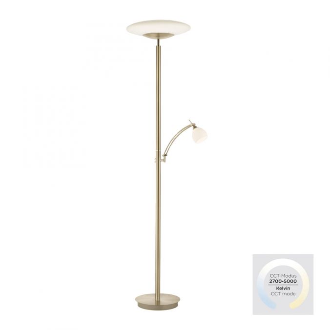 Paul Neuhaus LED Stehleuchte messing matt farbig Tastdimmer Lesearm drehbar Leselampe