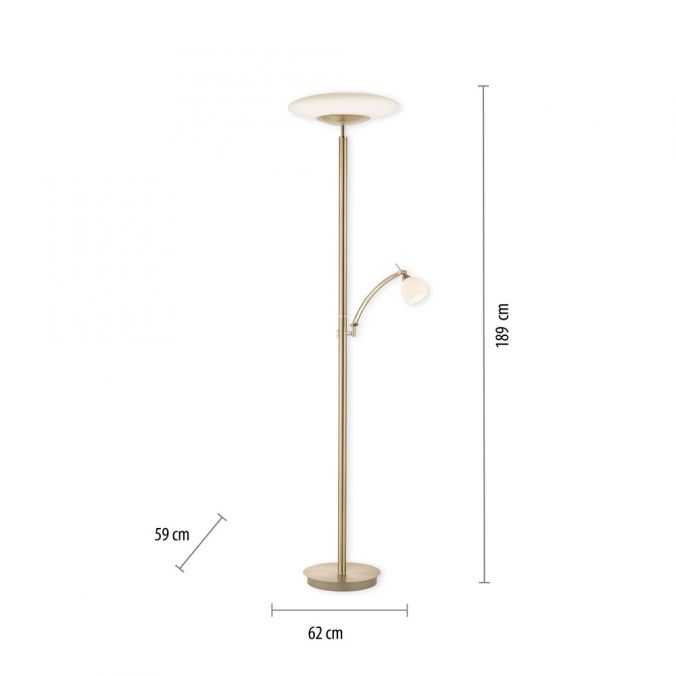 Paul Neuhaus LED Stehleuchte messing matt farbig Tastdimmer Lesearm drehbar Leselampe Tiefpreis