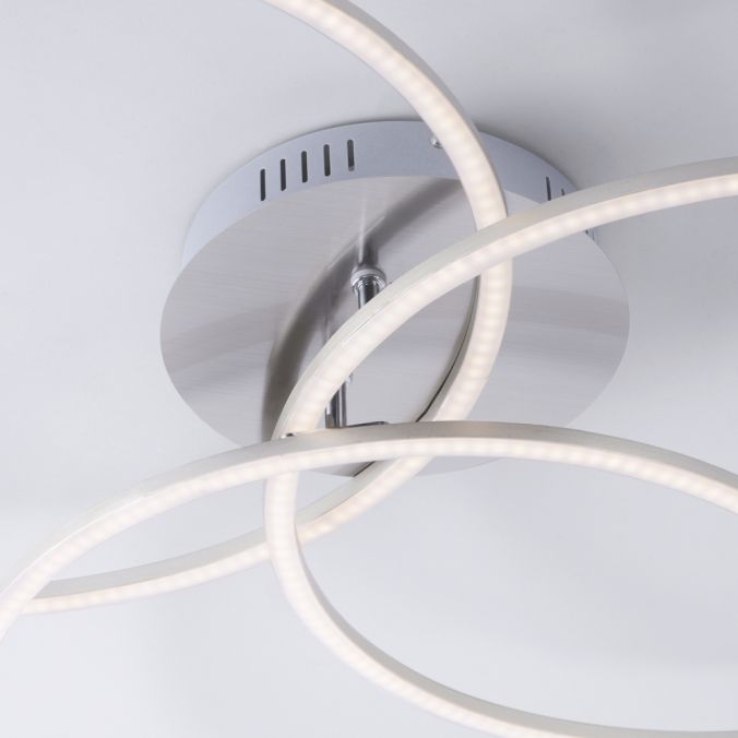 Paul Neuhaus LED Deckenleuchte, stahlfarben, drei Leuchtringe, Dimmfunktion, modern Super Sparpreis