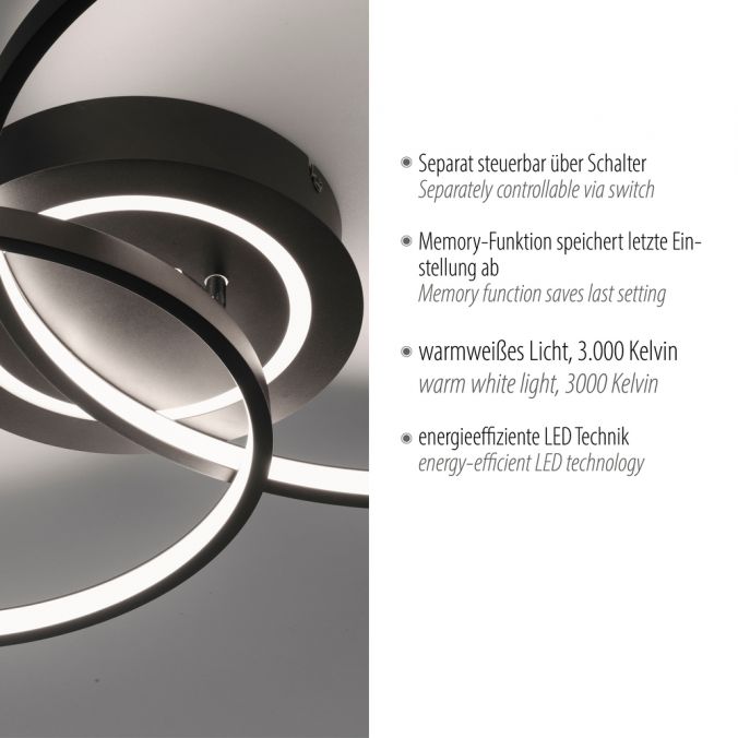 Paul Neuhaus LED Deckenleuchte schwarz drehbar rund Lichtring getrennt schaltbar Wochenangebot