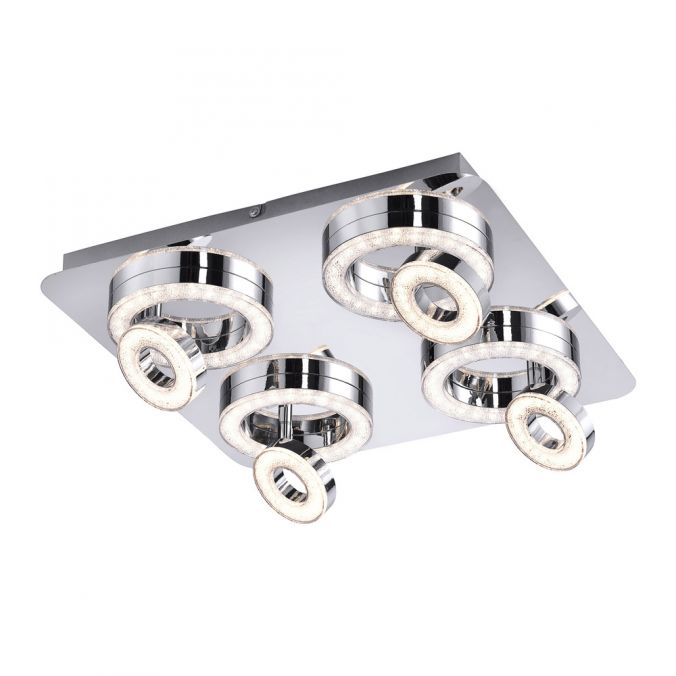 Paul Neuhaus LED-Deckenleuchte, Chrom, 4-flg, schwenkbar, modern, warmweiß