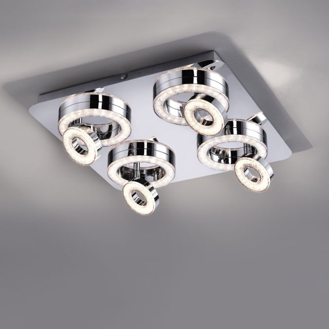 Paul Neuhaus LED-Deckenleuchte, Chrom, 4-flg, schwenkbar, modern, warmweiß Letzte 3 Tage